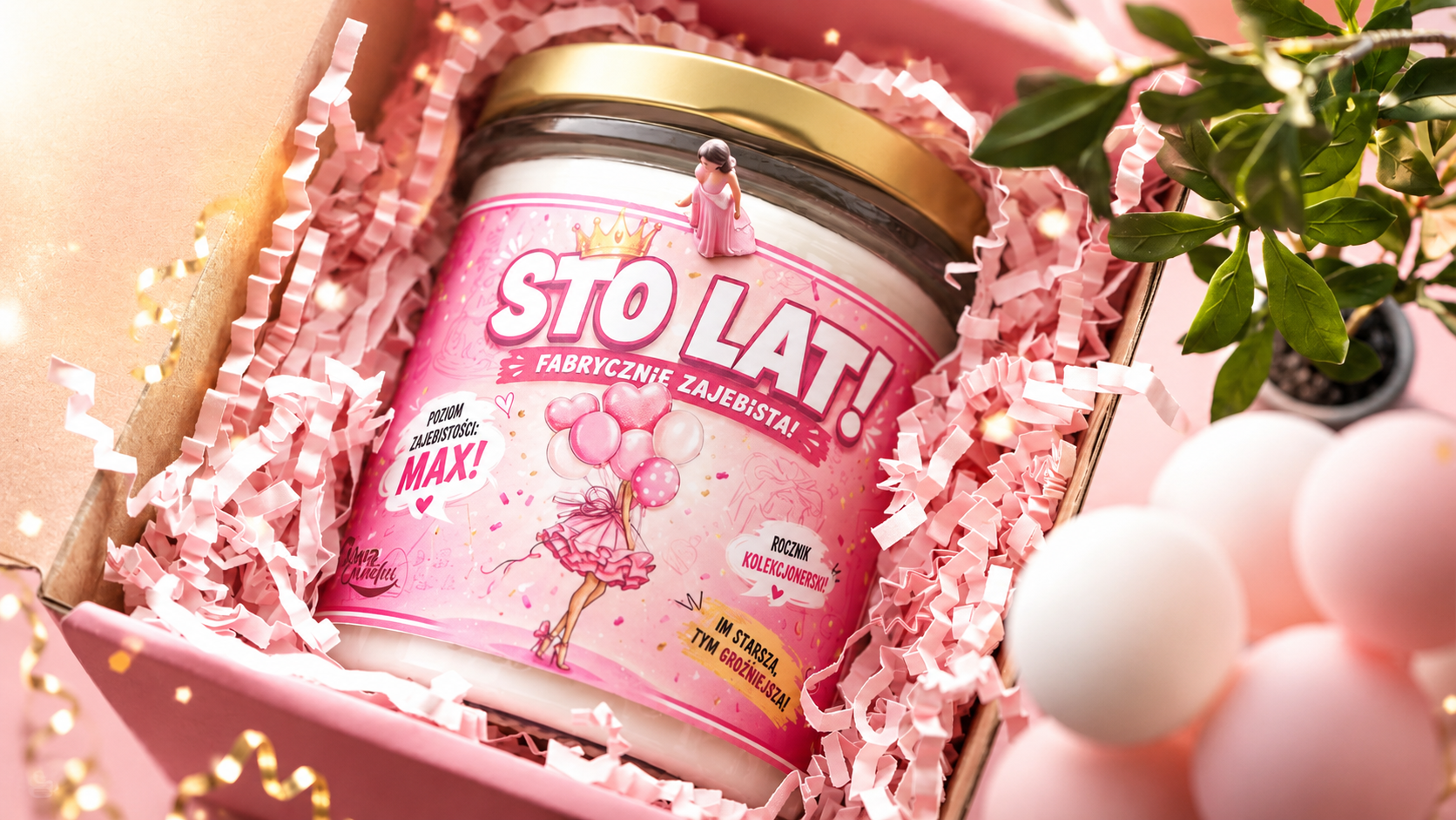STO LAT! - świeca sojowa 370 ml (PINK) - obrazek 2