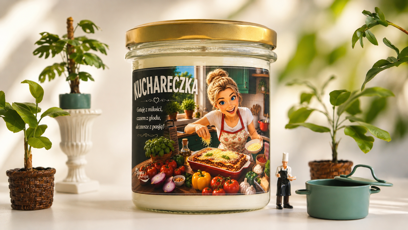 ręcznie robiona świeca z napisem